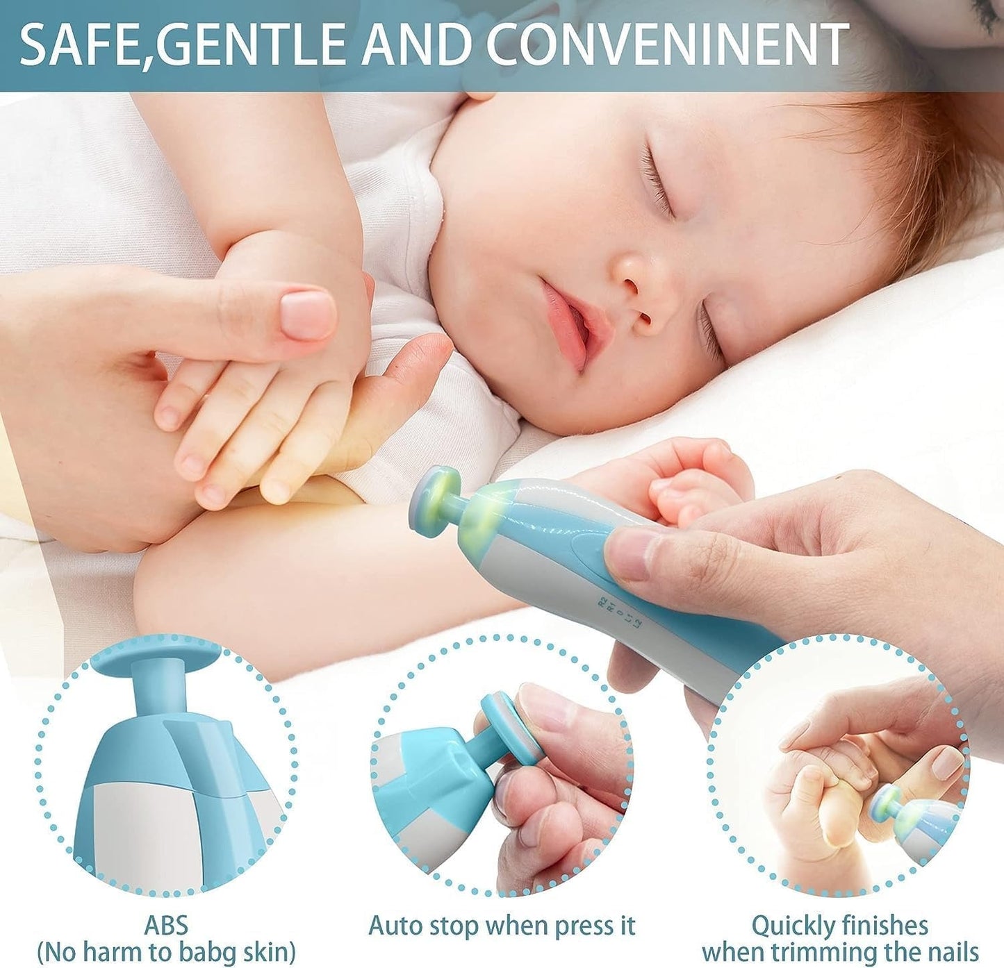 Baby Nail Clippers with Light Baby Nail File Grinder Set Safe Nail Trimmer Kit